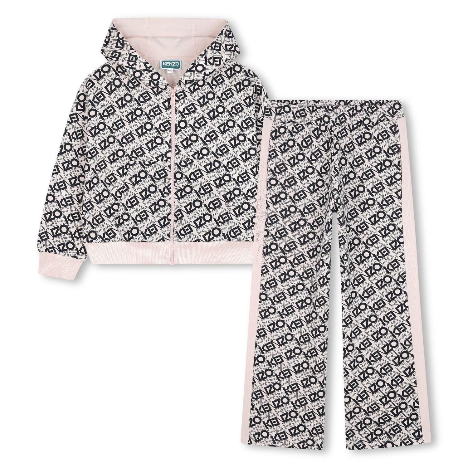 بدلة رياضية للبنات باللونين الوردي والأسود, 1, hi-res