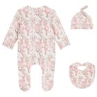 طقم هدايا ملابس أطفال بشعار افريقيا باللون الابيض والوردي للبنات, 2, hi-res