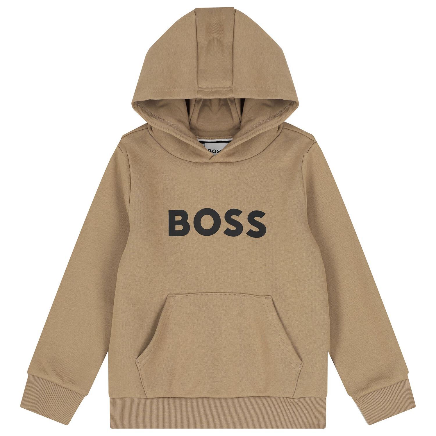 Boys Beige Logo Hooded Top, 2, hi-res