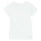 Girls White & Silver Logo T-Shirt, 1, hi-res