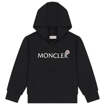 Boys Black Logo Hooded Top
