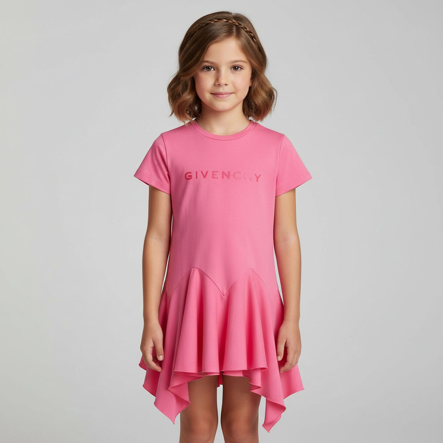 Girls Pink Logo Dress, 2, hi-res