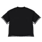 Girls Black Logo Overlay Tulle T-Shirt, 1, hi-res