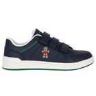 Boys Navy Blue Logo Trainers, 1, hi-res