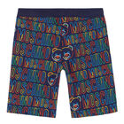 Boys Navy Blue Logo Shorts, 2, hi-res