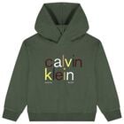 Boys Green Logo Hooded Top, 2, hi-res