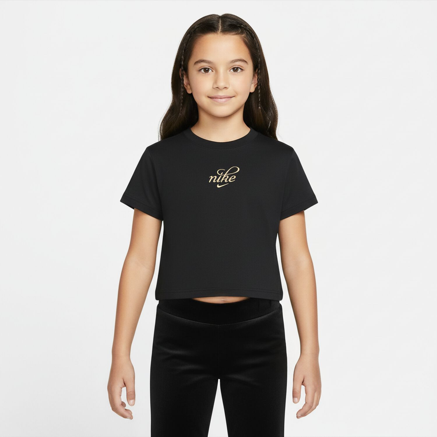 Girls Black Logo T-Shirt, 1, hi-res