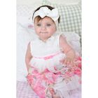 Baby Girls White & Pink Floral Tulle Dress, 1, hi-res