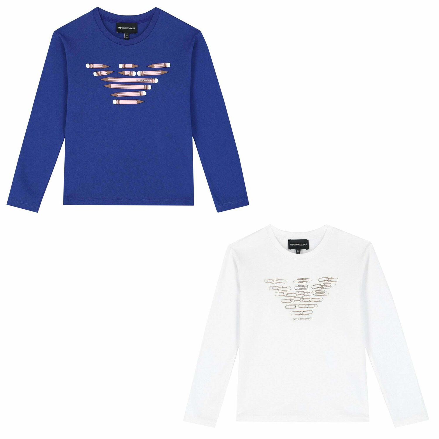 تيشيرت بالشعار باللون الازرق والابيض للبنات (قطعتين), 1, hi-res