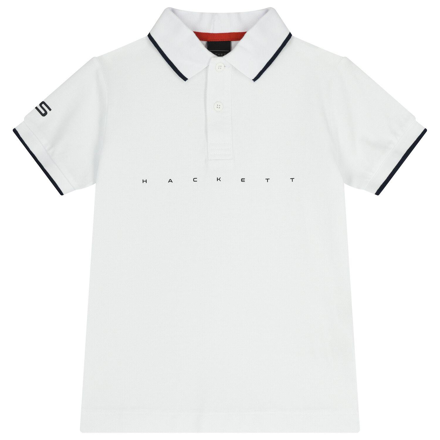 Boys White & Navy Blue Polo Shirt, 3, hi-res