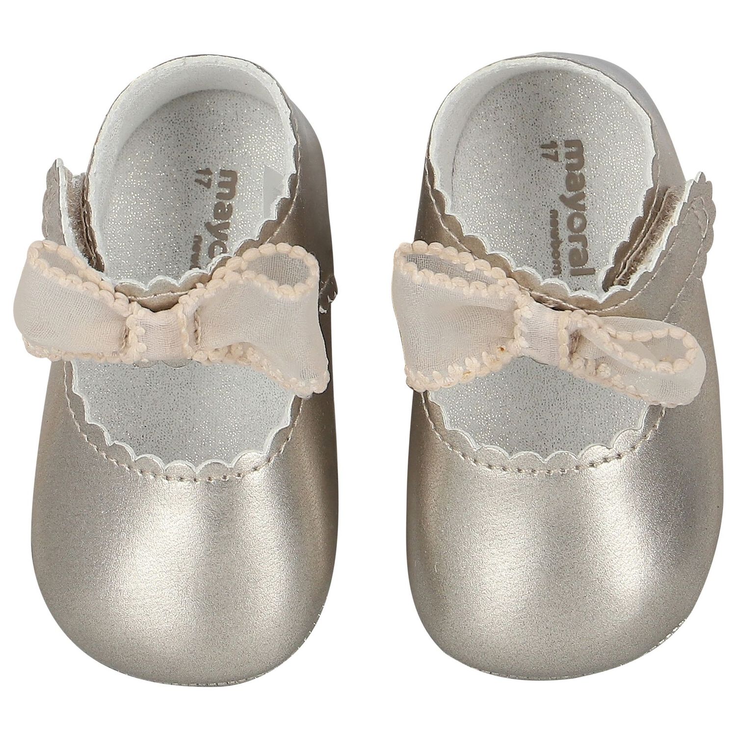 Baby Girls Metallic Bow Pre Walker Shoes, 1, hi-res