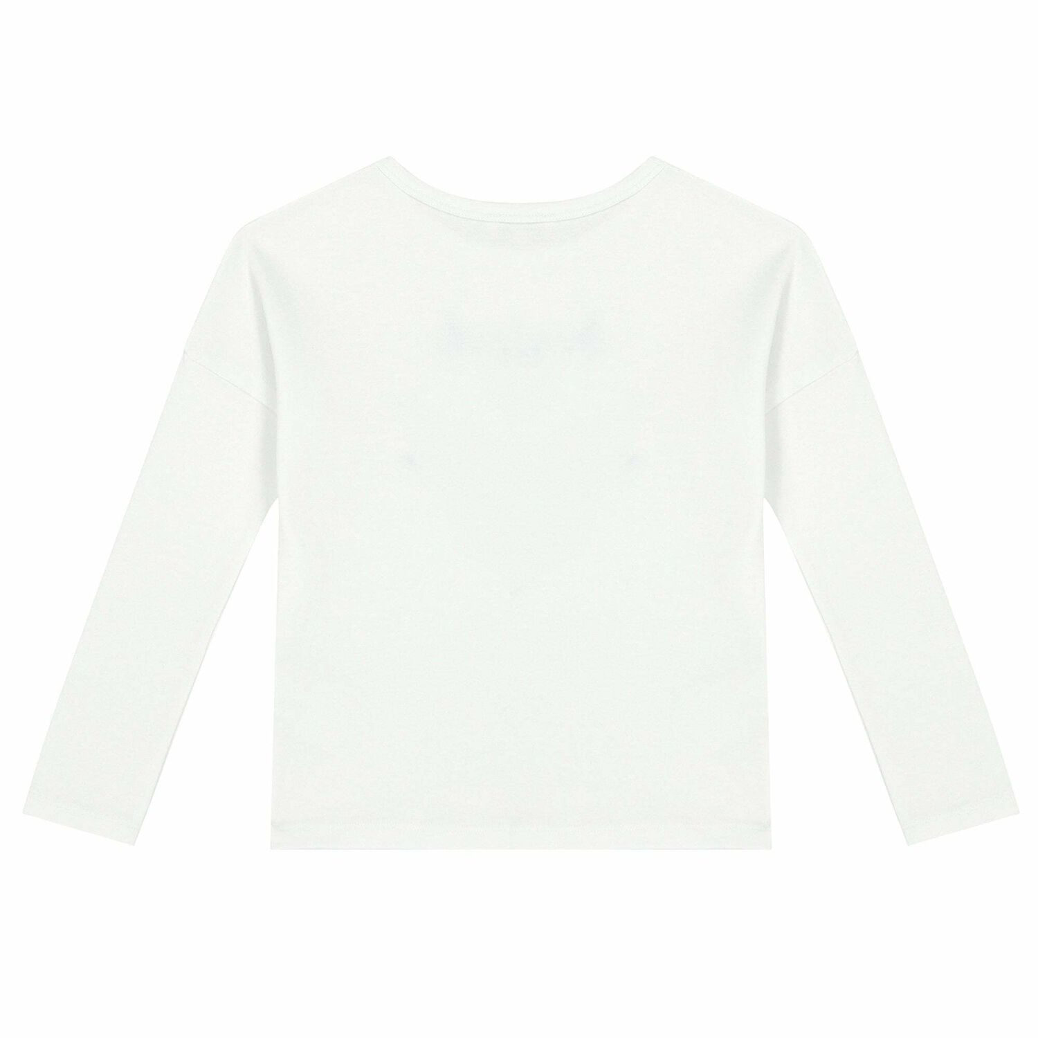 Girls White Long Sleeve Logo Top, 1, hi-res