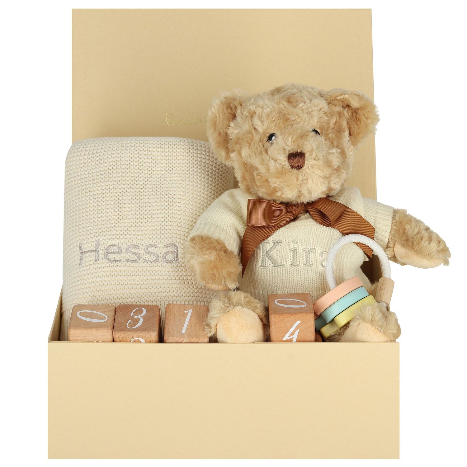 Ivory Milestone Snuggles Personalised Baby Gift Set, 2, hi-res