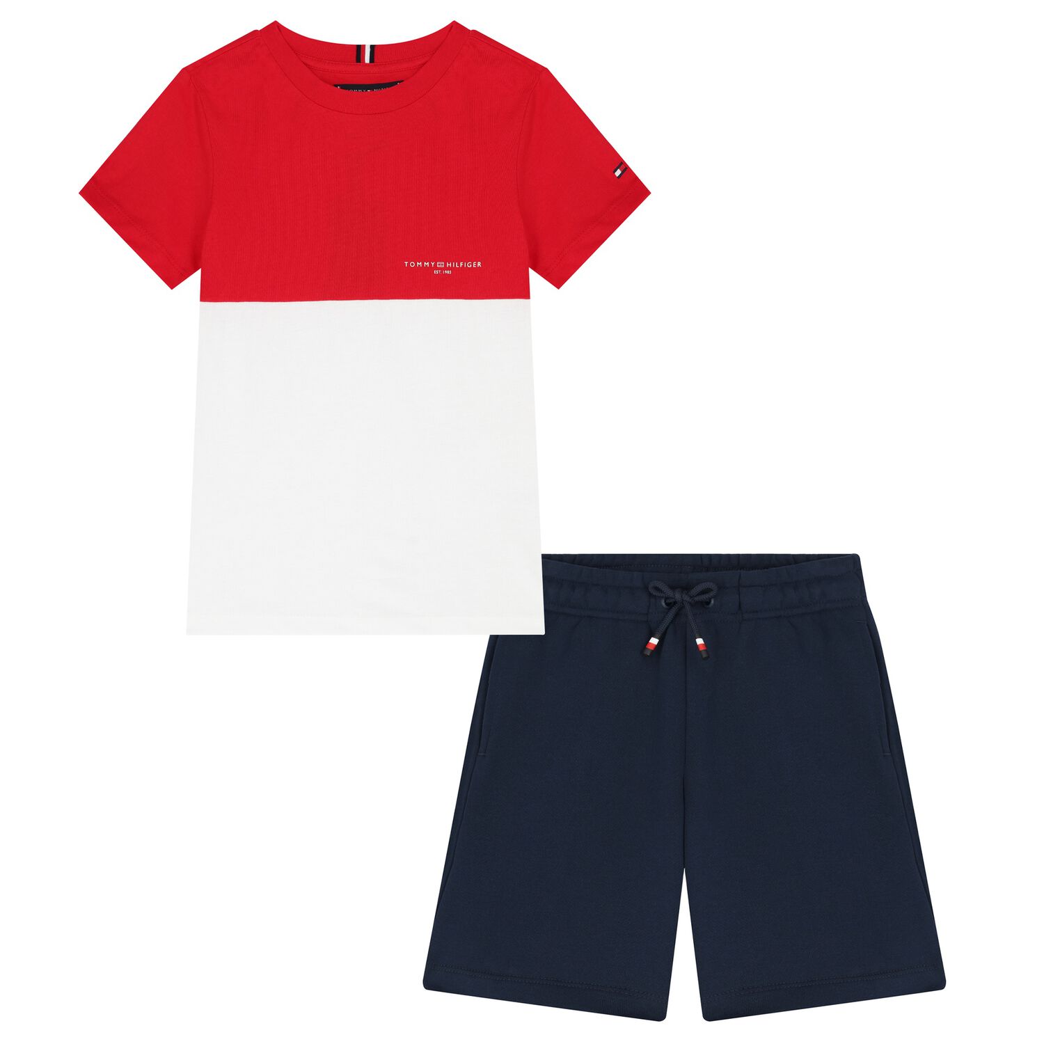 Boys Red, White & Navy Blue Shorts Set, 2, hi-res image number null