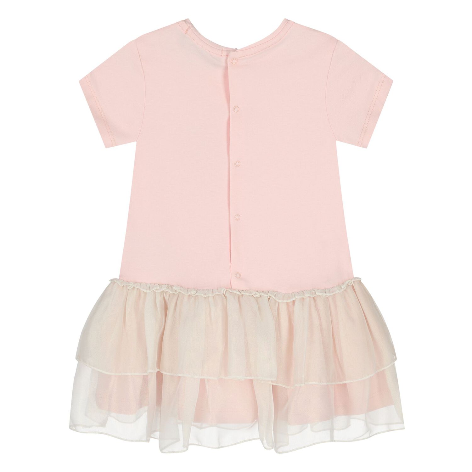 فستان اطفال بشعار سلسلة ذهبية وطبعة قلب باللون الوردي للبنات, 2, hi-res