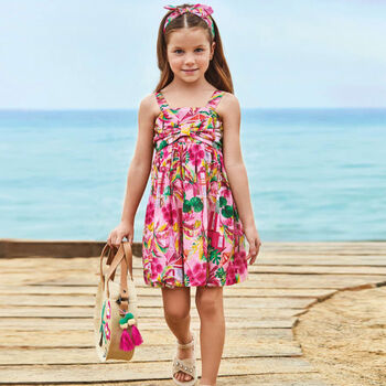 Girls Pink Dress & Headband Set