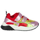 Girls Pink, Gold, Green & Red Trainers, 1, hi-res