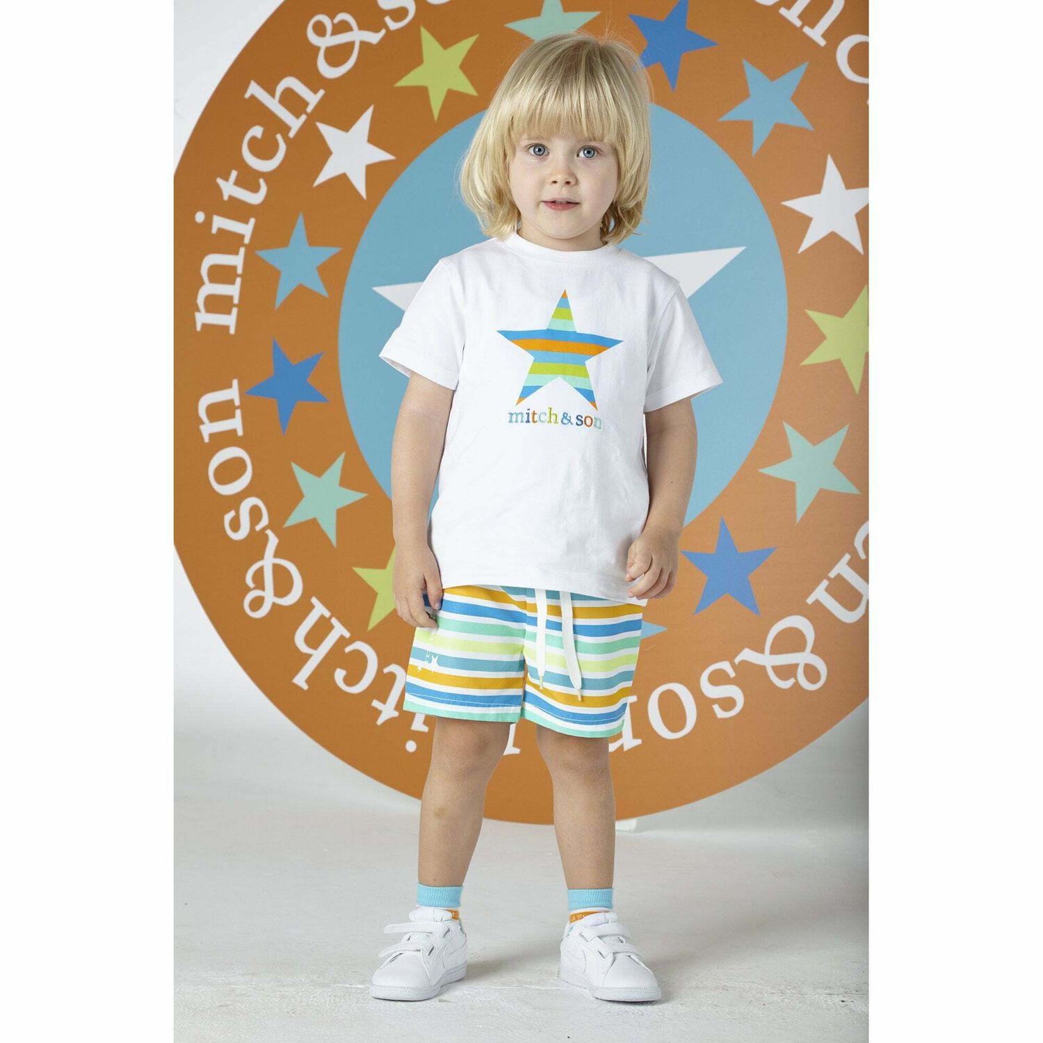 Boys Multicolored Printed Swim Short, 1, hi-res