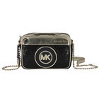 حقيبة كتف بنات بالشعار مطرز بالترتر باللون الاسود والذهبى, 1, hi-res