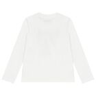 Boys White Logo Long Sleeve Top, 1, hi-res