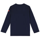 Boys Navy Logo Long Sleeve Top, 1, hi-res