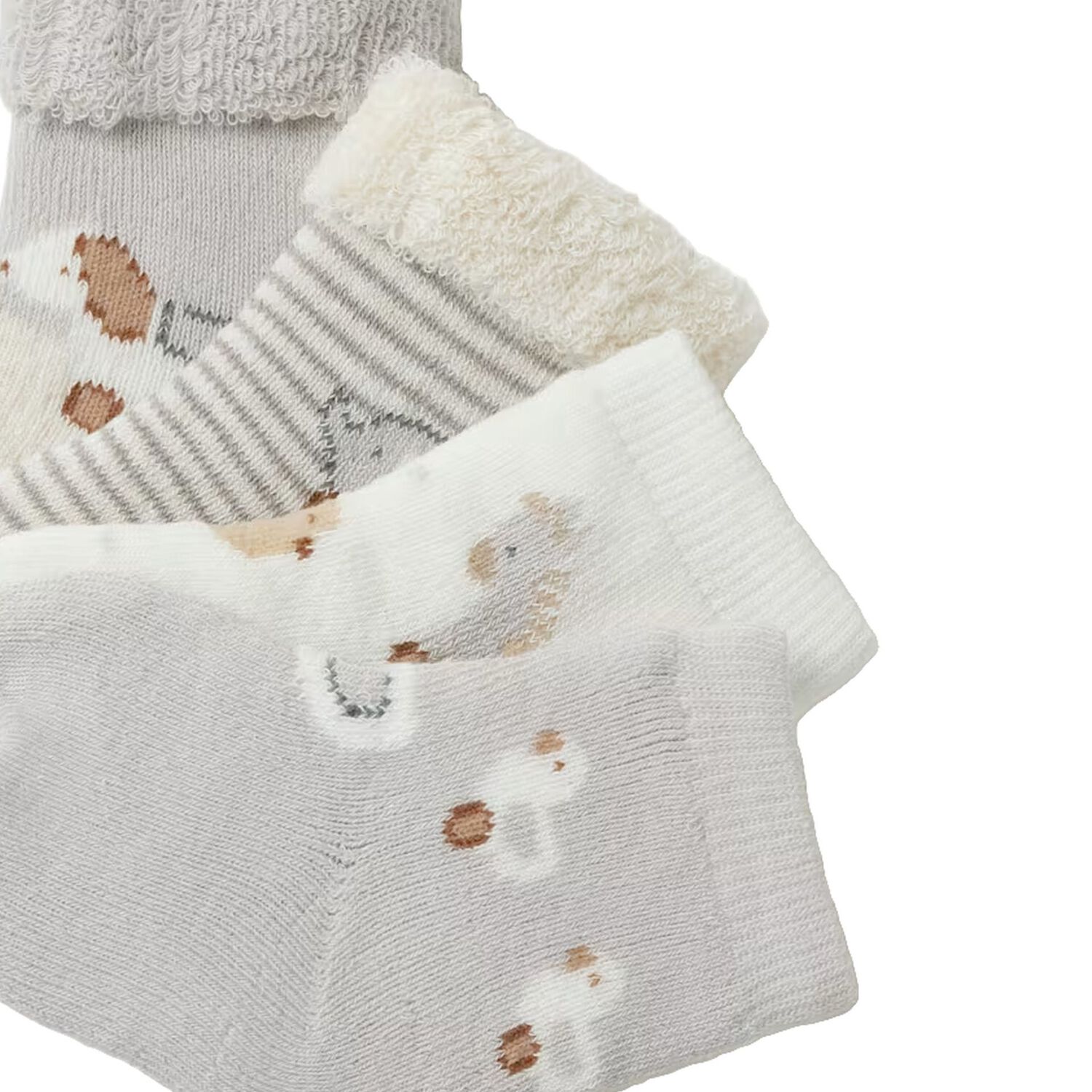 Ivory & Grey Socks ( 4 Pack ), 1, hi-res