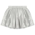 Girls Silver Metallic Bow Skirt Set, 1, hi-res