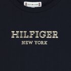 تيشيرت بنات بالشعار باللون الكحلي, 1, hi-res