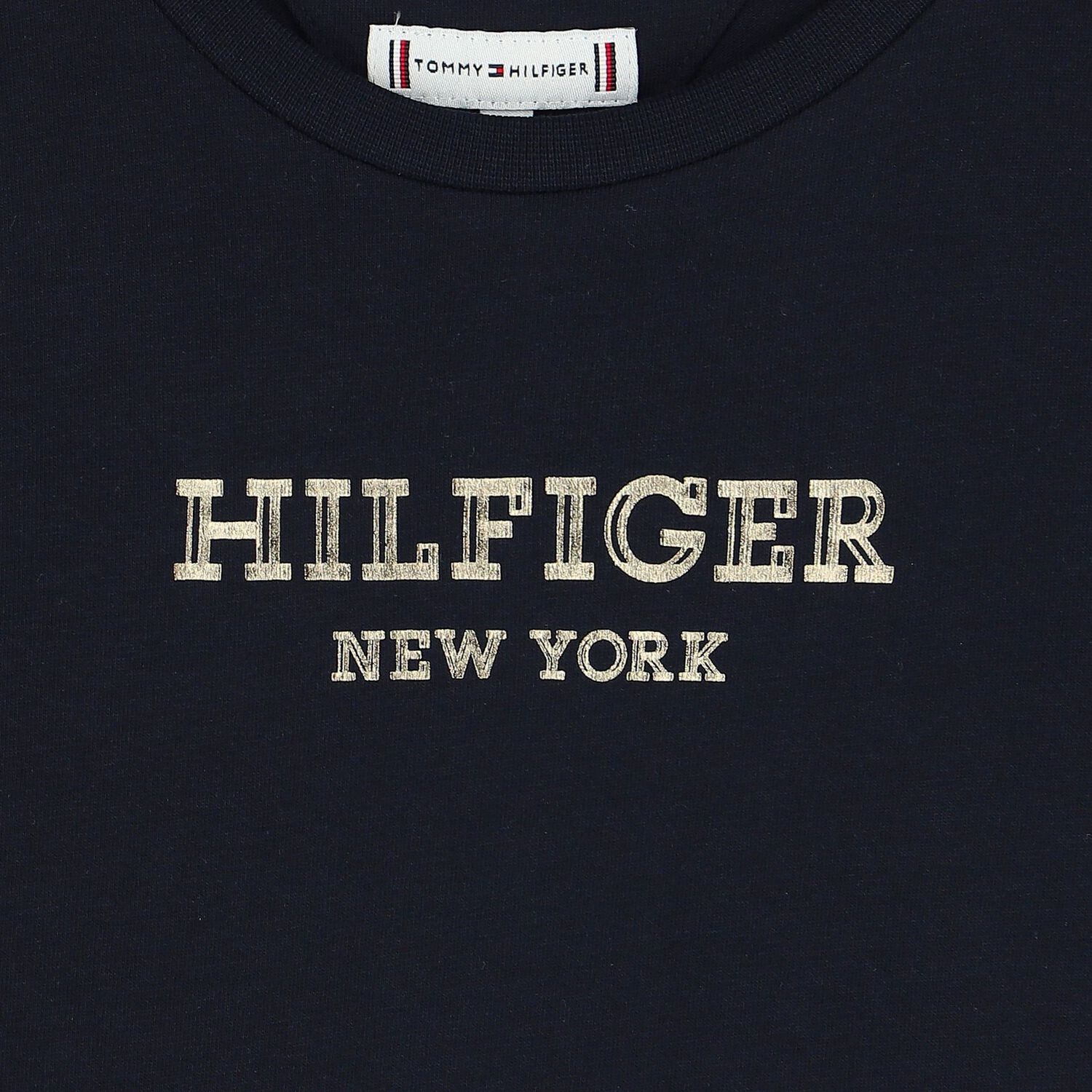 تيشيرت بنات بالشعار باللون الكحلي, 1, hi-res