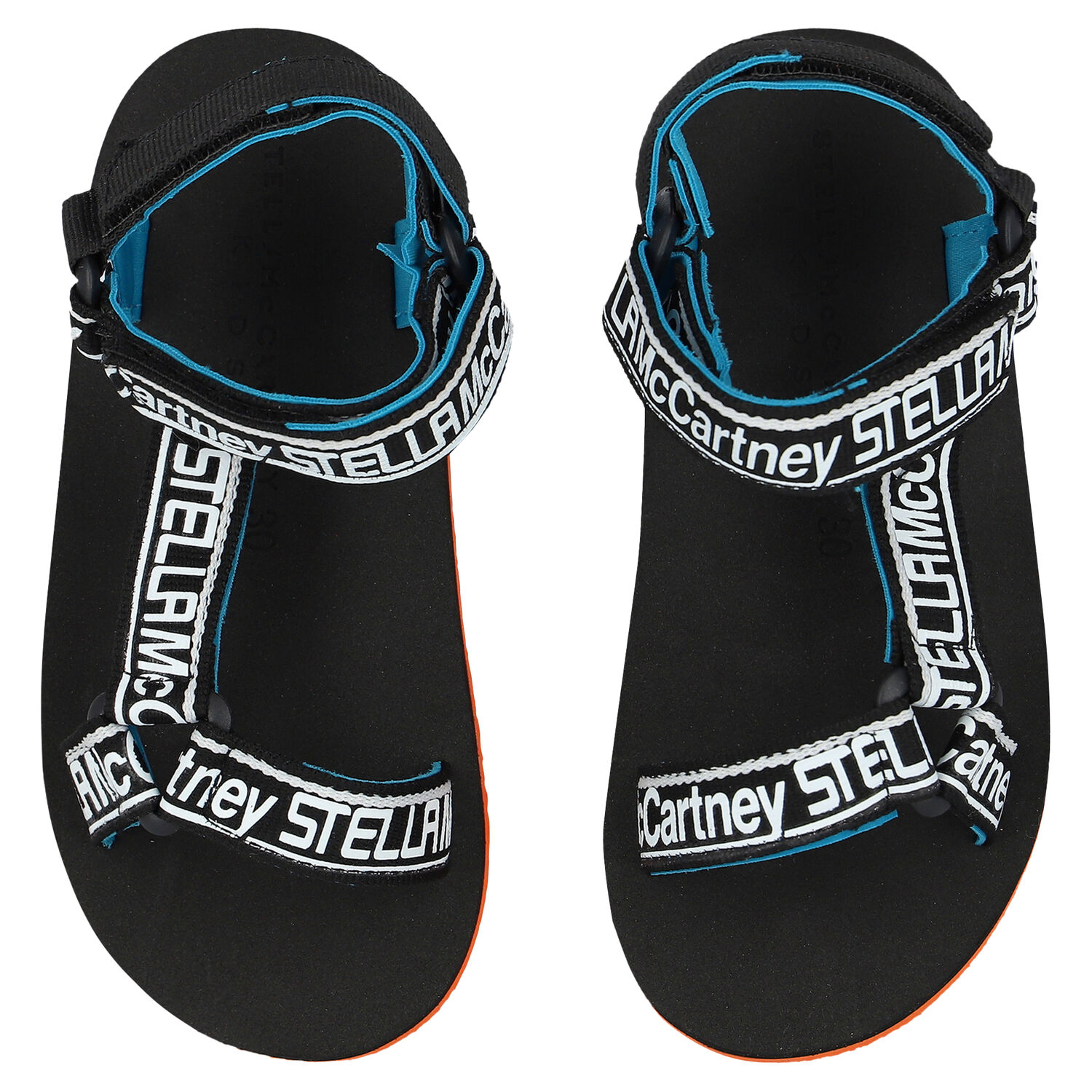 Boys Black & Orange Logo Sandals, 1, hi-res