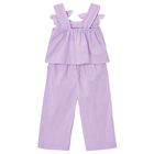Girls Purple 3D Flower Trousers Set, 2, hi-res