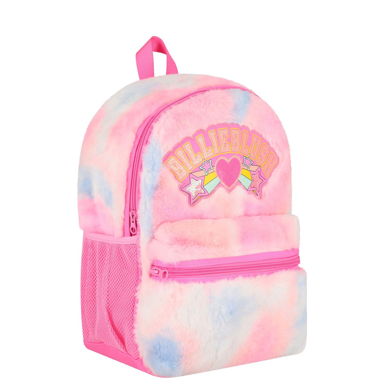 Girls Fluffy Pink Faux Fur Backpack, 1, hi-res