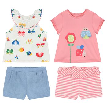 Baby Girls Multi-Colored 4 Piece Short Set