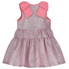 Baby Girls Pink Glitter Bow Dress, 1, hi-res