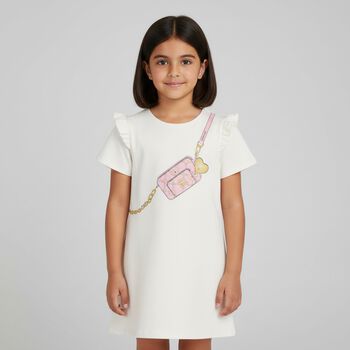 Girls Ivory Logo Bag Dress