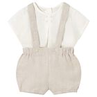 Baby Boys Ivory & Beige Shorts Set , 2, hi-res