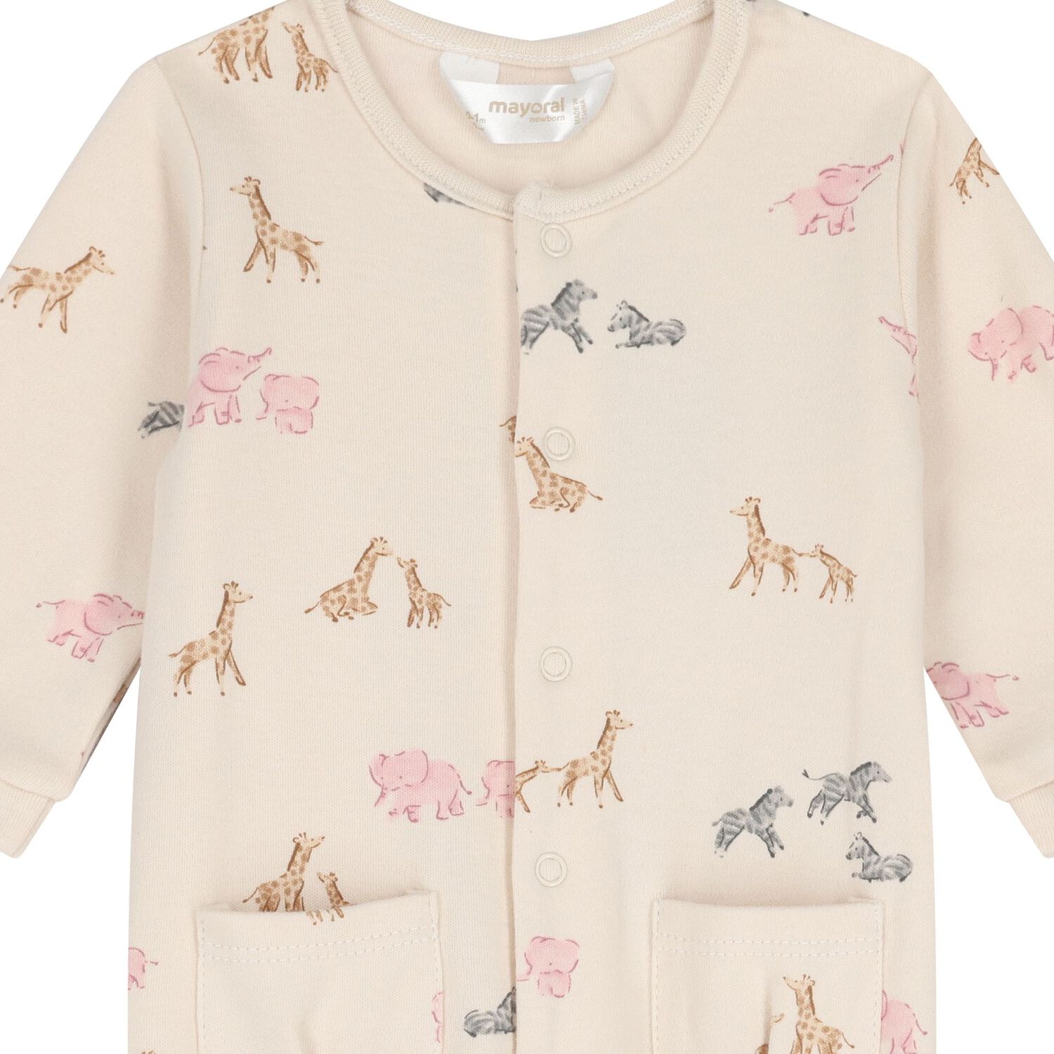 افرول بنات بطبعه حيوانات باللون البيج والوردى ( 2 قطعه ) , 3, hi-res