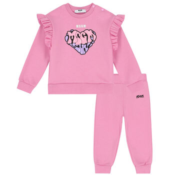 Younger Girls Pink Logo Tracksuit