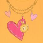 تيشيرت بنات بالشعار وطبعة قلب باللون البرتقالى, 2, hi-res