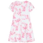 Girls White & Pink Logo Dress, 1, hi-res
