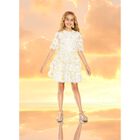 فستان بنات بطبعه الزهور باللون الاصفر والابيض, 1, hi-res