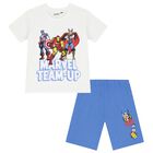 Boys White & Blue Marvel Pyjamas, 1, hi-res