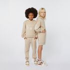 Girls Beige Embroidered Logo Sweatshirt Dress, 1, hi-res