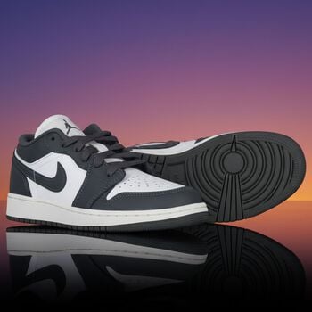 Grey & White Air Jordan 1 Low Trainers