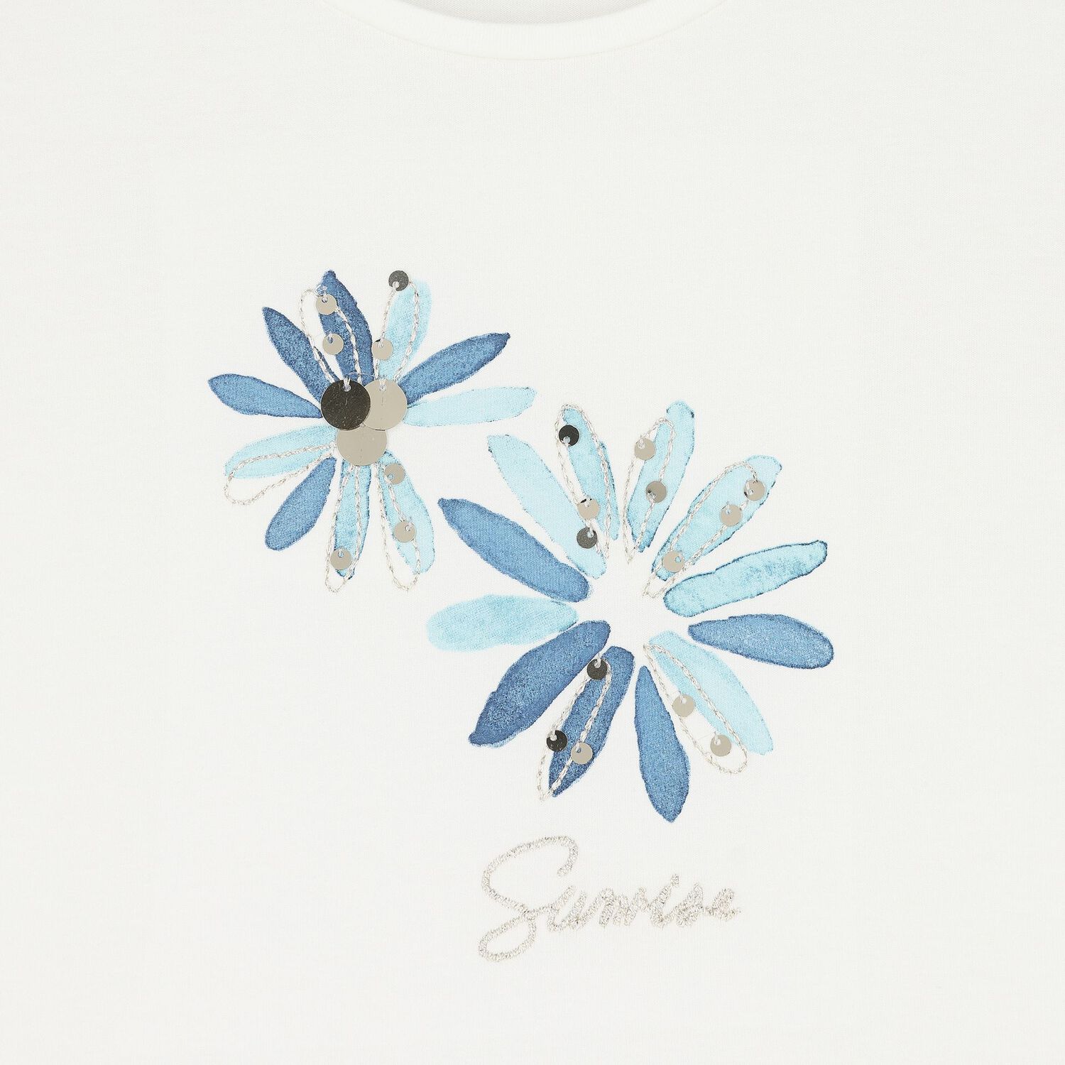 تيشيرت بنات بطبعه الزهور باللون العاجى, 1, hi-res