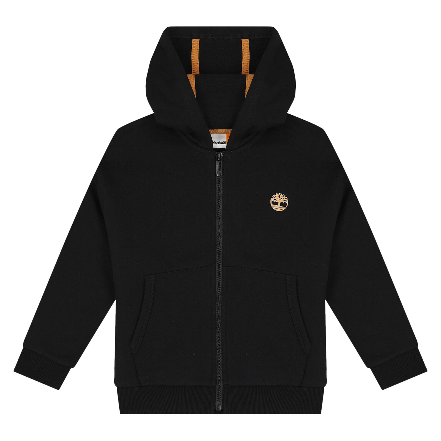 Boys Black Logo Hooded Zip Up Top, 1, hi-res