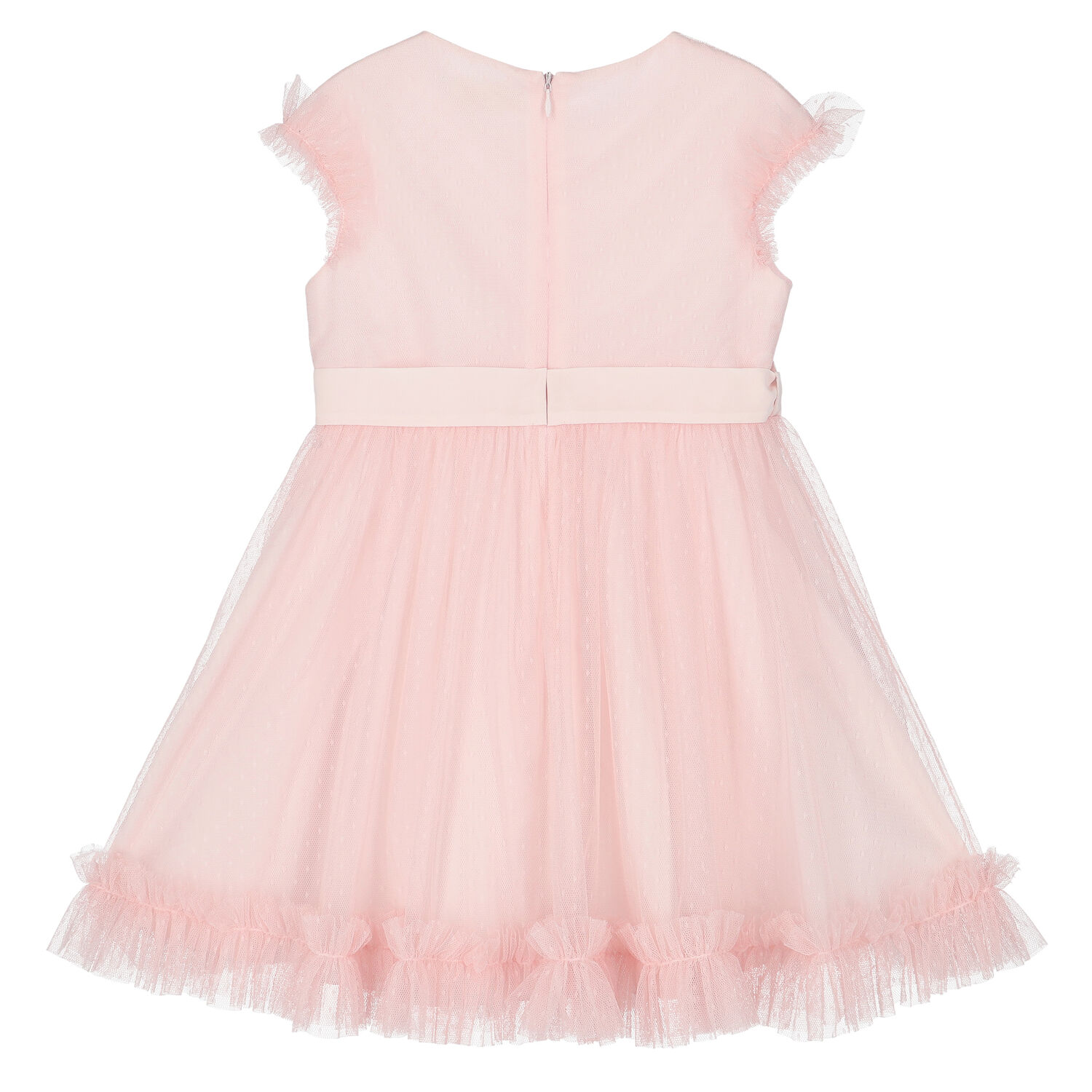 Younger Girls Pink Tulle Dress, 1, hi-res