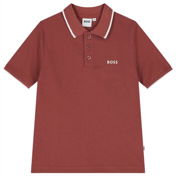 Boys Mini Me Red Logo Polo Shirt