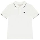 Boys White Logo Polo Shirt , 2, hi-res