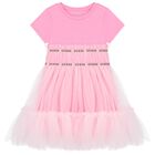 Girls Pink Logo Tulle Dress, 1, hi-res